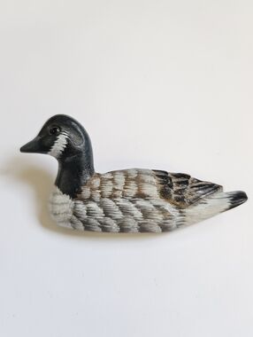 Vintage Hand-Painted Wooden Duck Brooch